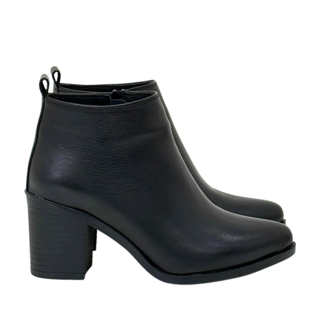 Pantolan Boy Hakiki Deri 7 Cm Rahat Topuklu Sade Bot