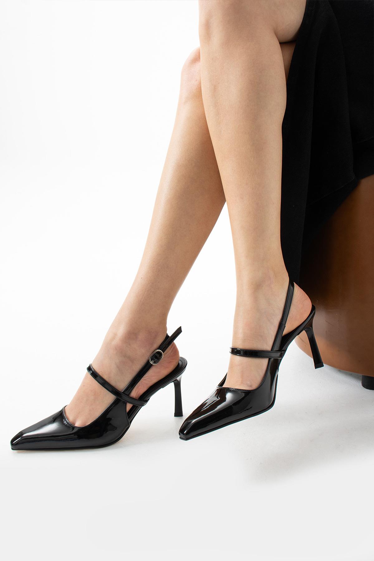 Rugan Tek Bantlı Rahat Topuklu Stiletto