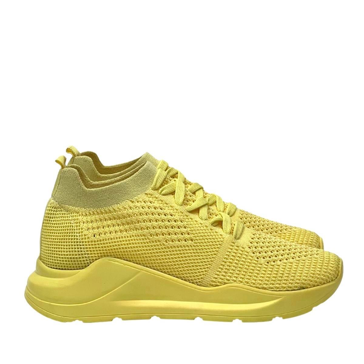 Sarı Triko 4 Cm Tabanlı Rahat Spor Ayakkabı
