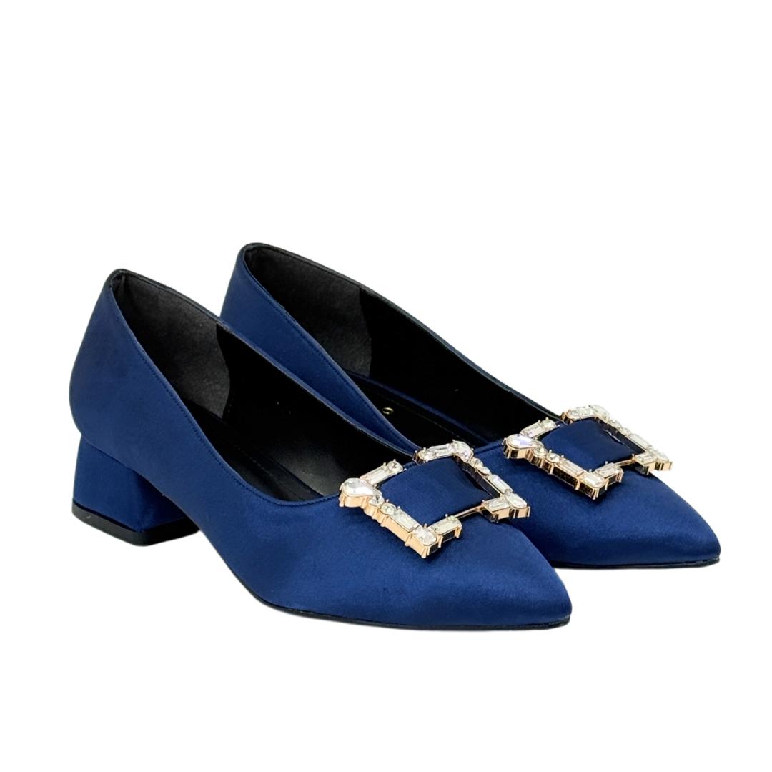 Saten Tasarım Tokalı 4 Cm Topuklu Stiletto