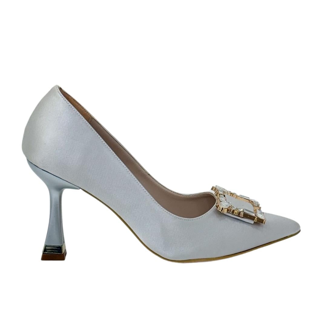 Saten Tasarım Tokalı 9 Cm Topuklu Stiletto