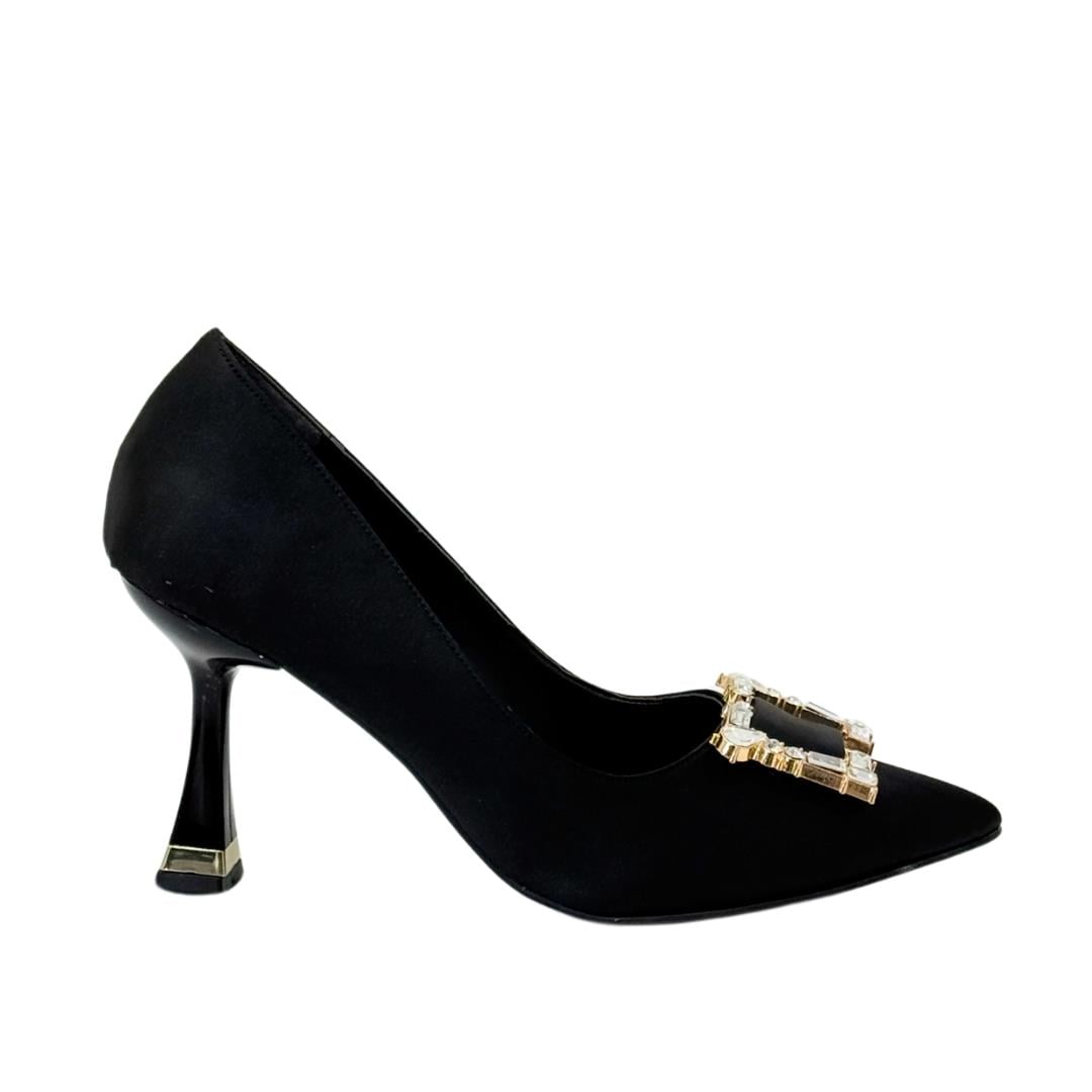 Saten Tasarım Tokalı 9 Cm Topuklu Stiletto