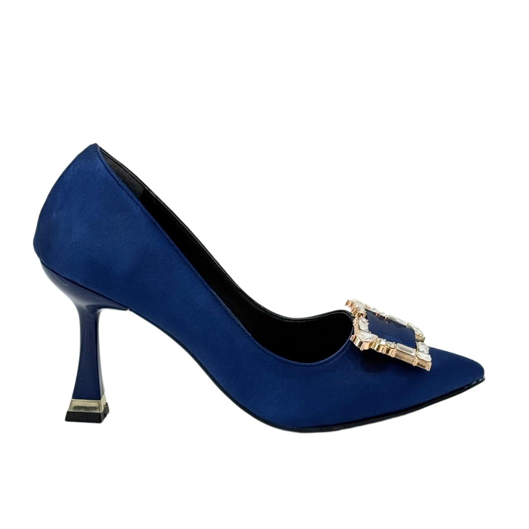 Saten Tasarım Tokalı 9 Cm Topuklu Stiletto