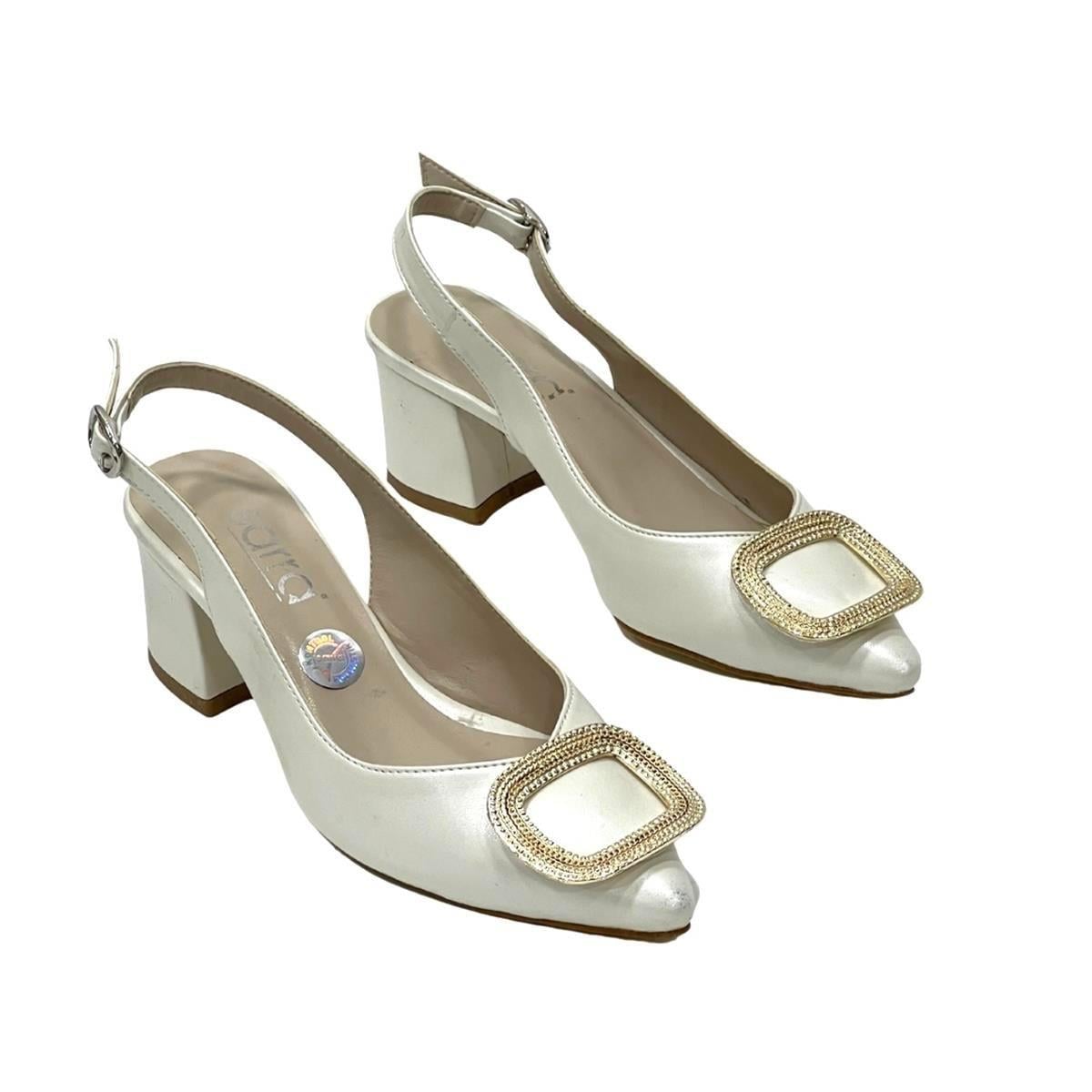 Sedef Altın Tokalı 6 Cm Rahat Topuklu Stiletto