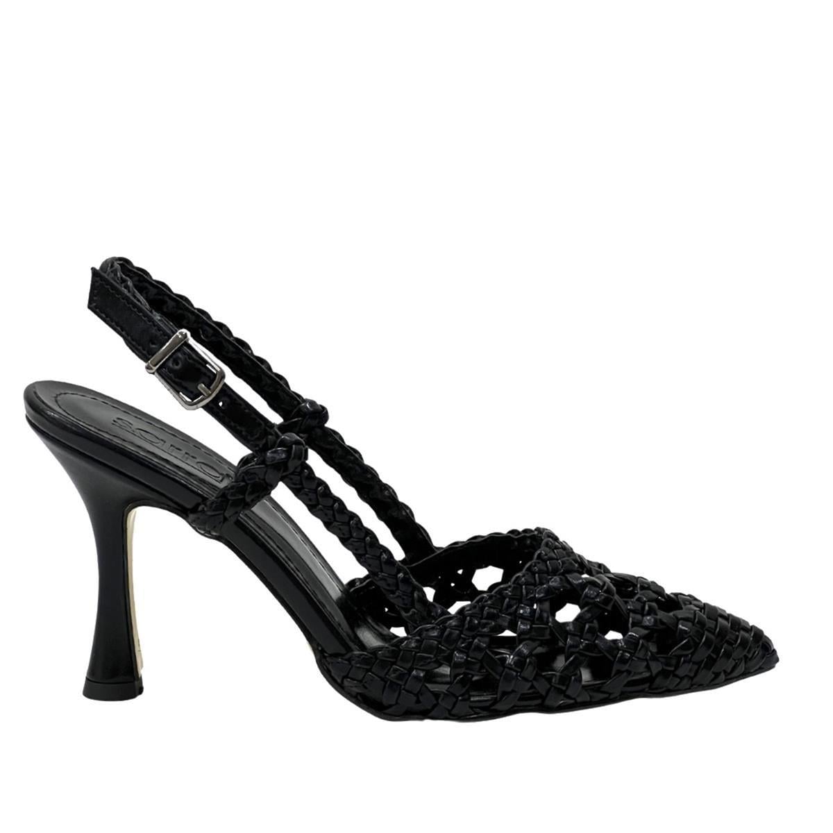 Siyah 10 cm Topuklu El Örgüsü Stiletto