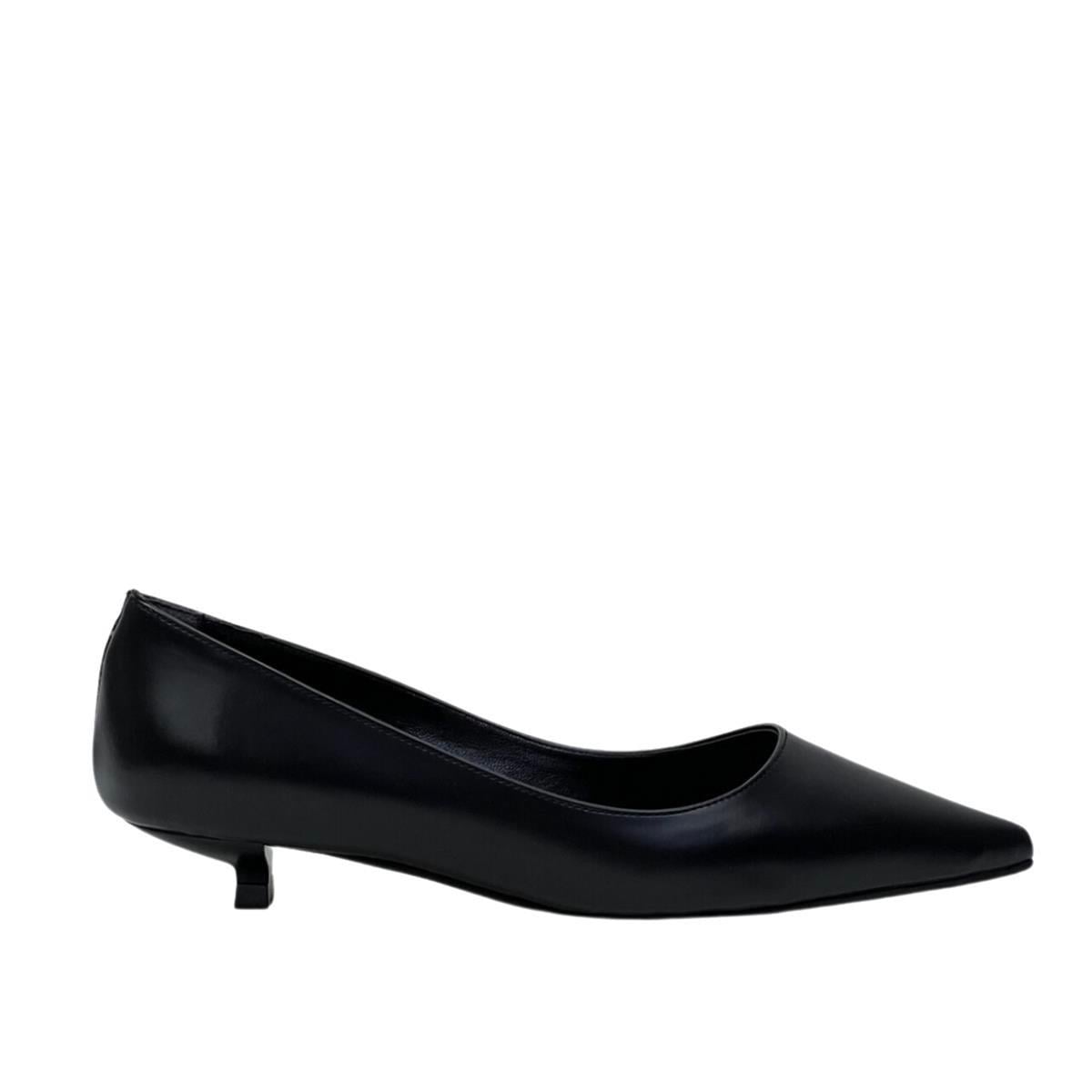 Siyah 3 Cm Fındık Topuklu Rahat Stiletto