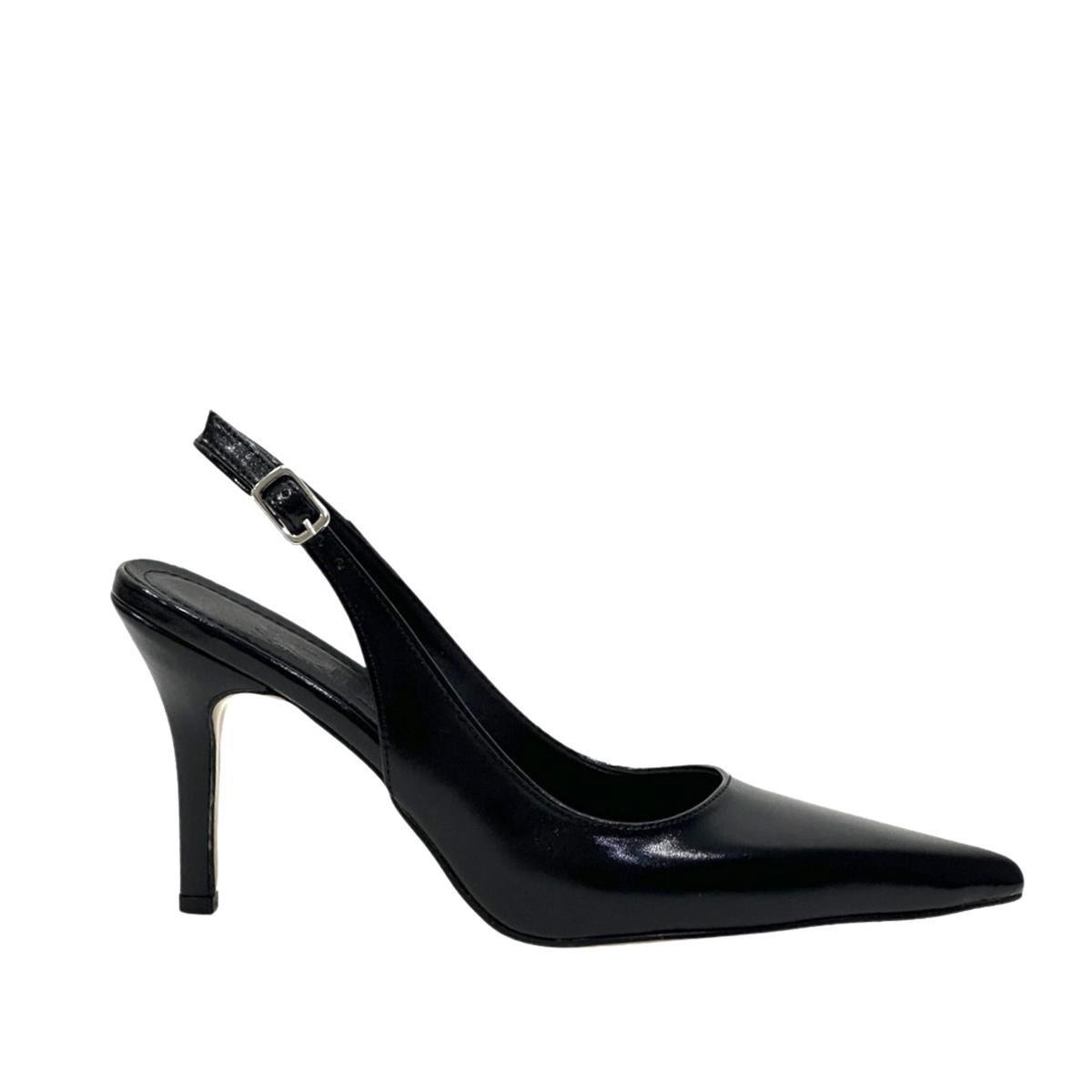 Siyah Arkası Açık 10 Cm Rahat Topuklu  Stiletto