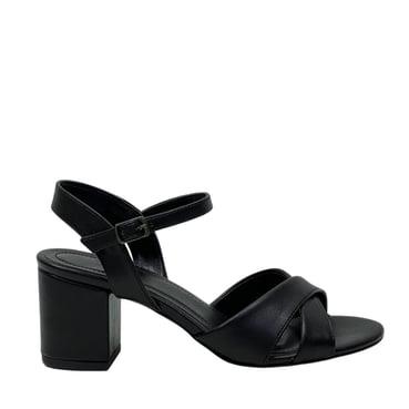 Siyah Çift Bant 7 Cm Rahat Topuklu Ayakkabı