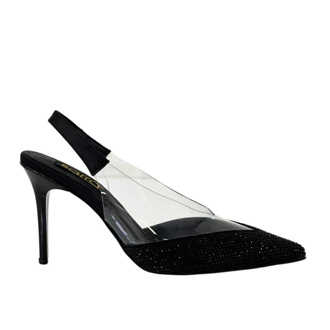 Taş Detaylı Şeffaf Stiletto