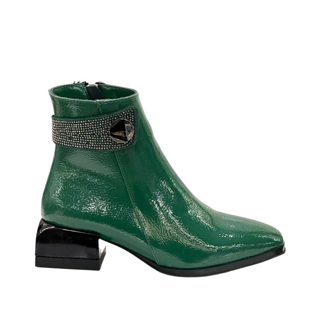 Taş Tokalı 4 Cm Tasarım Topuklu Bilek Boy Bot