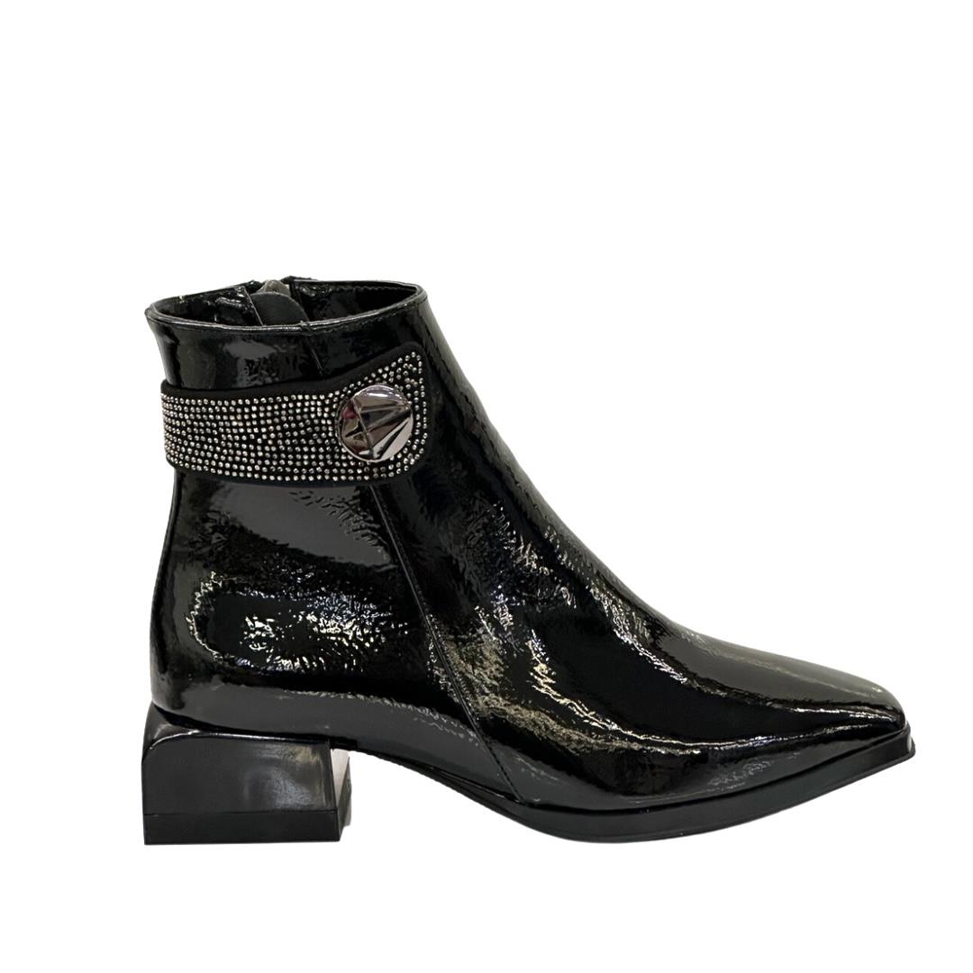 Taş Tokalı 4 Cm Tasarım Topuklu Bilek Boy Bot