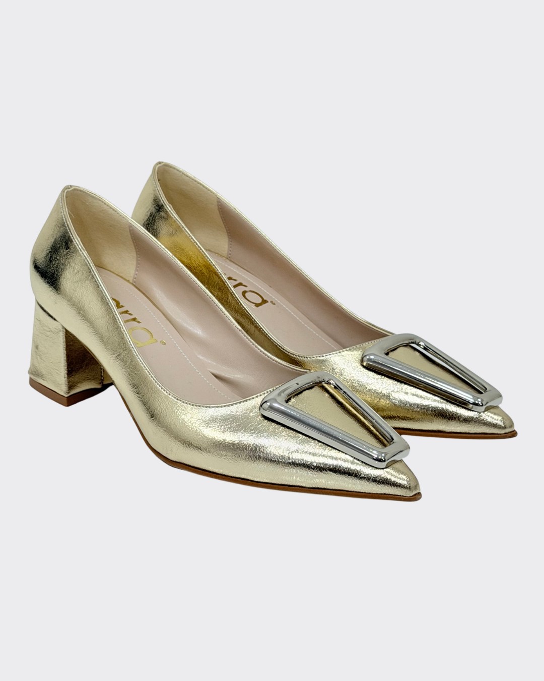 Tasarım Tokalı 6 Cm Kalıın Topuklu Stiletto