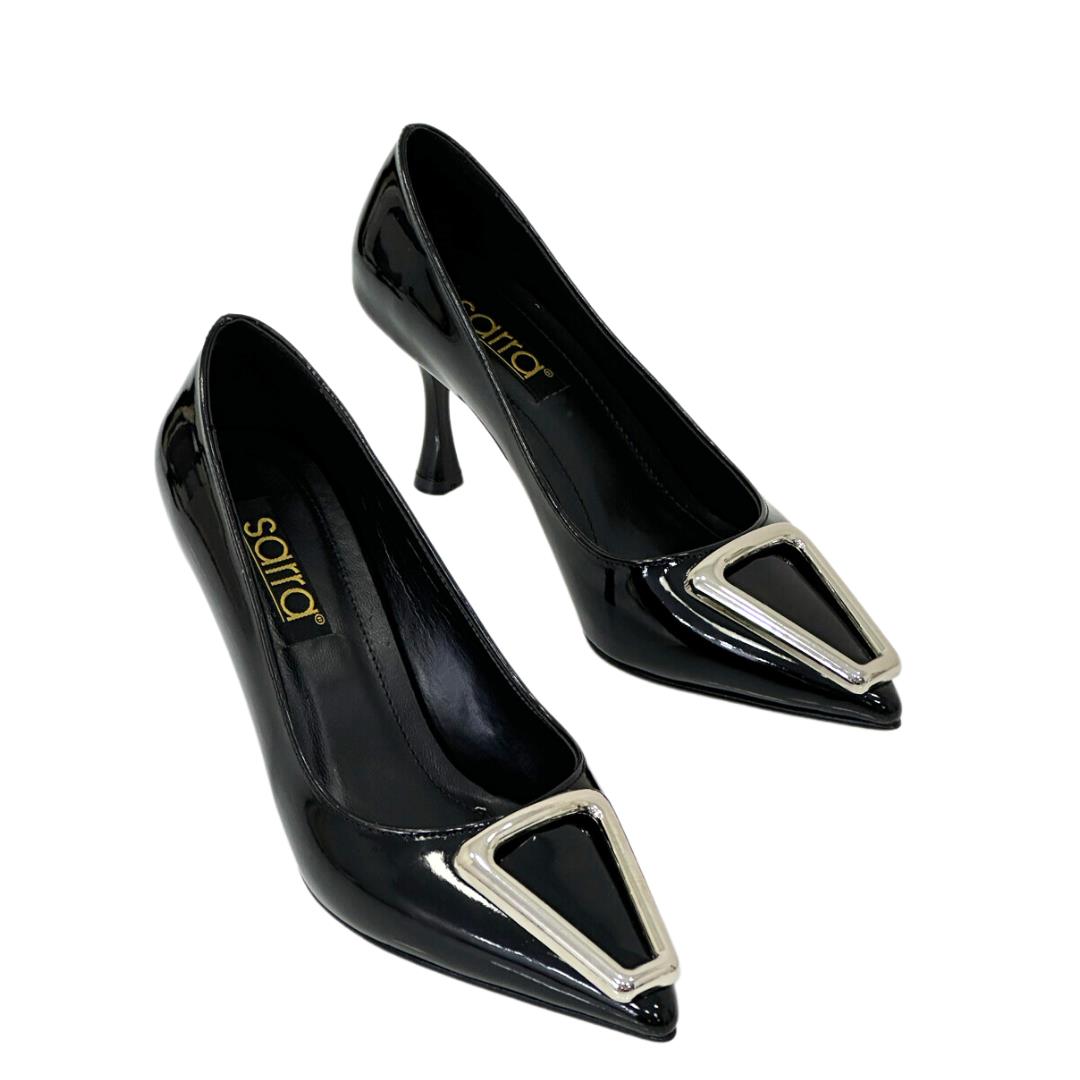 Tasarım Tokalı 8 Cm Rahat Topuklu Stiletto