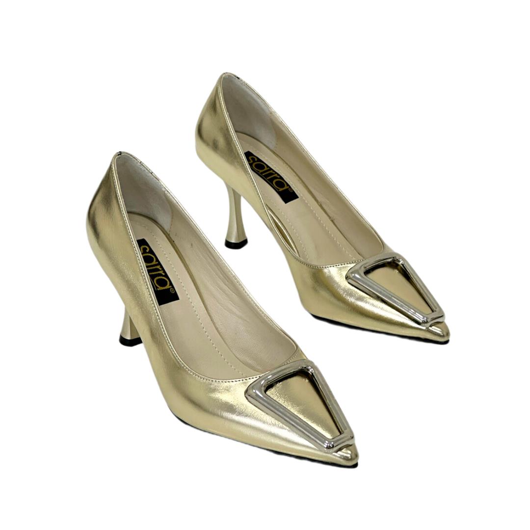 Tasarım Tokalı 8 Cm Rahat Topuklu Stiletto