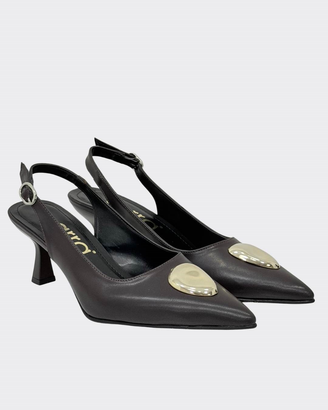 Toka Tasarımlı Arkası Açık 6 Cm Rahat Topuklu Stiletto