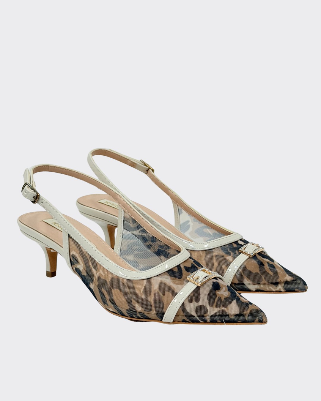 Transparan Leaparlı Arkası Açık 6 Cm Topuklu Stiletto