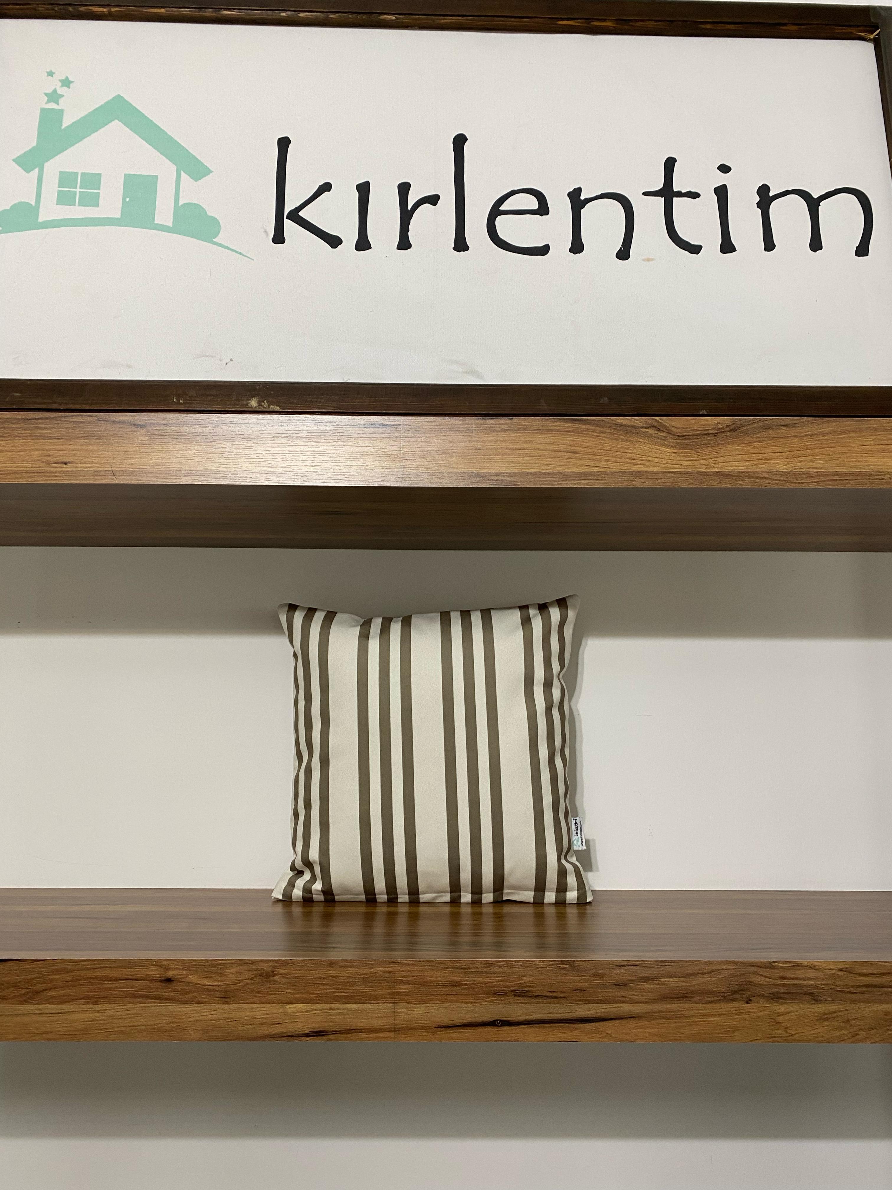 E487-KREM ZEMİN KAHVE ÇİZGİLİ