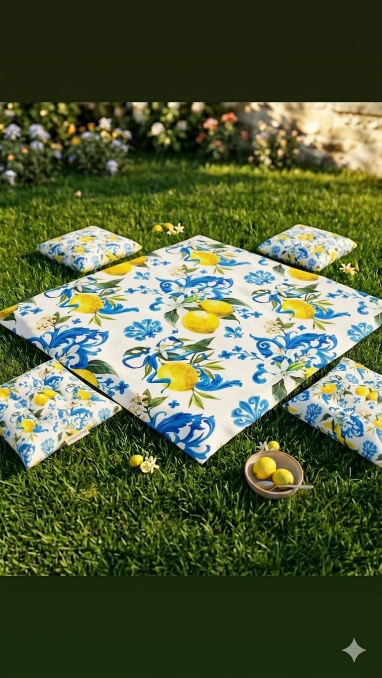 LİMON DESENLİ MİNDER VE ÖRTÜ SETİ