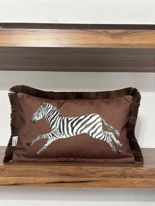 E712 30*50 PÜSKÜLLÜ KAHVE ZEMİNLİ KOŞAN ZEBRA KIRLENT
