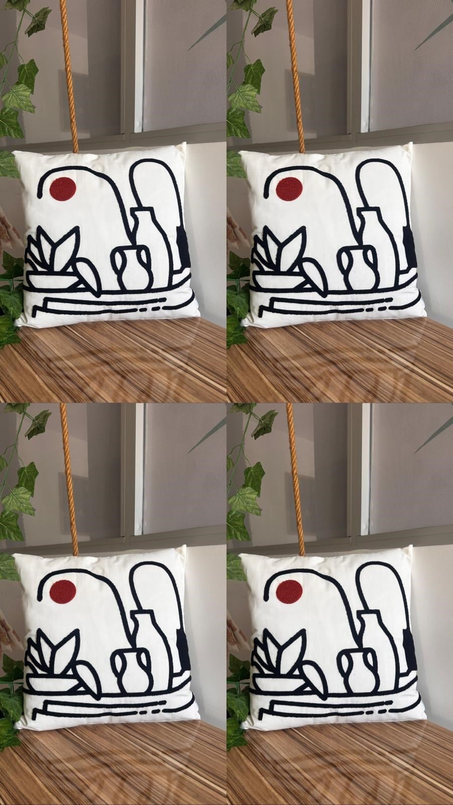4'LÜ BEYAZ ZEMİN SOYUT DESENLİ PUNCH
