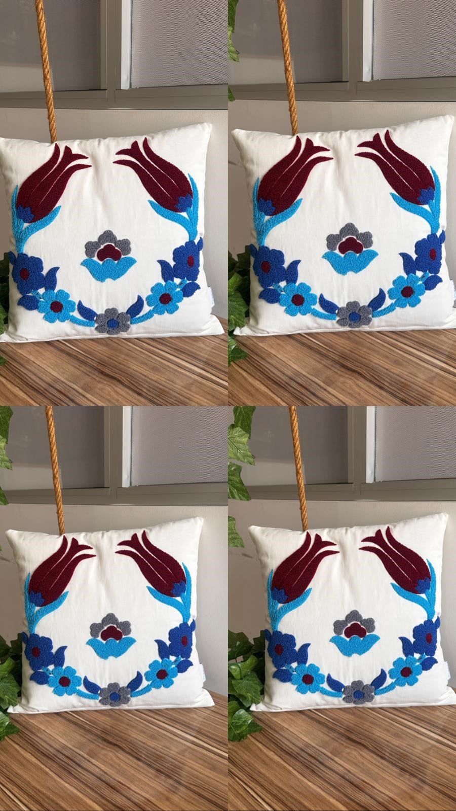 4'LÜ KREM ZEMİN LALE DESENLİ PUNCH