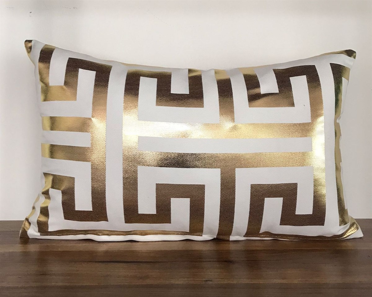 BEYAZ ZEMİN LABİRENT DESEN GOLD VARAK-5030