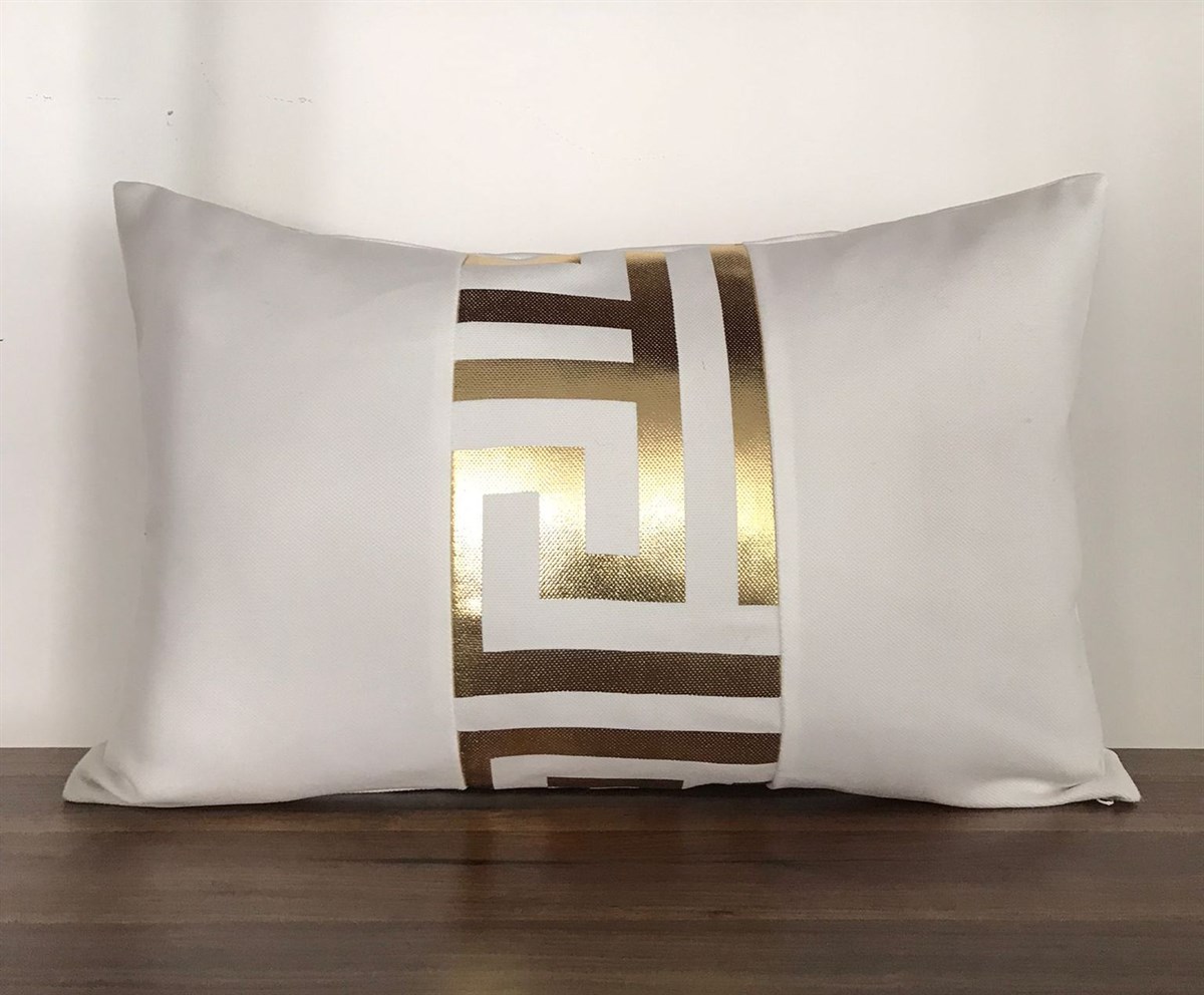 BEYAZ ZEMİN ORTADA LABİRENT DESEN GOLD VARAK-5030