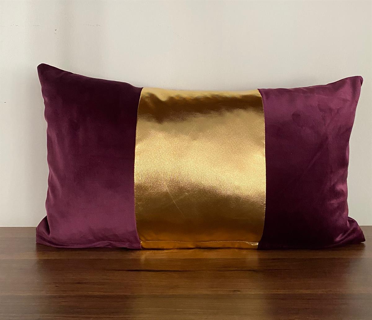 BORDO KADİFE ORTADA DÜZ GOLD VARAK BASKILI