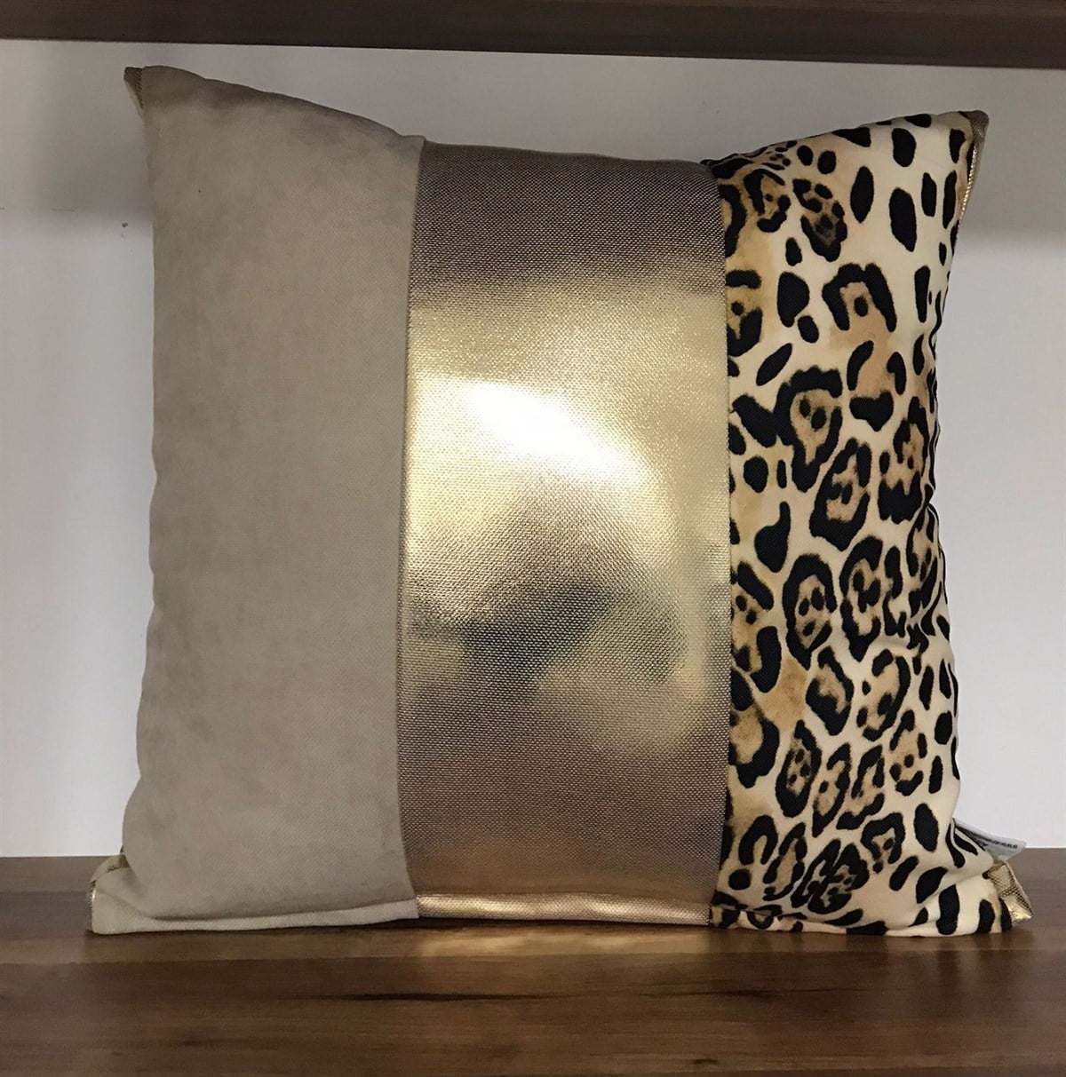 DÜZ KREM-LEOPAR ORTADA DÜZ GOLD VARAK BANT