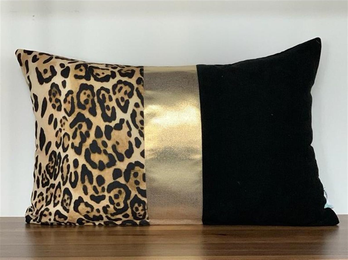 DÜZ SİYAH-LEOPAR ORTADA DÜZ GOLD VARAK BANT-5030