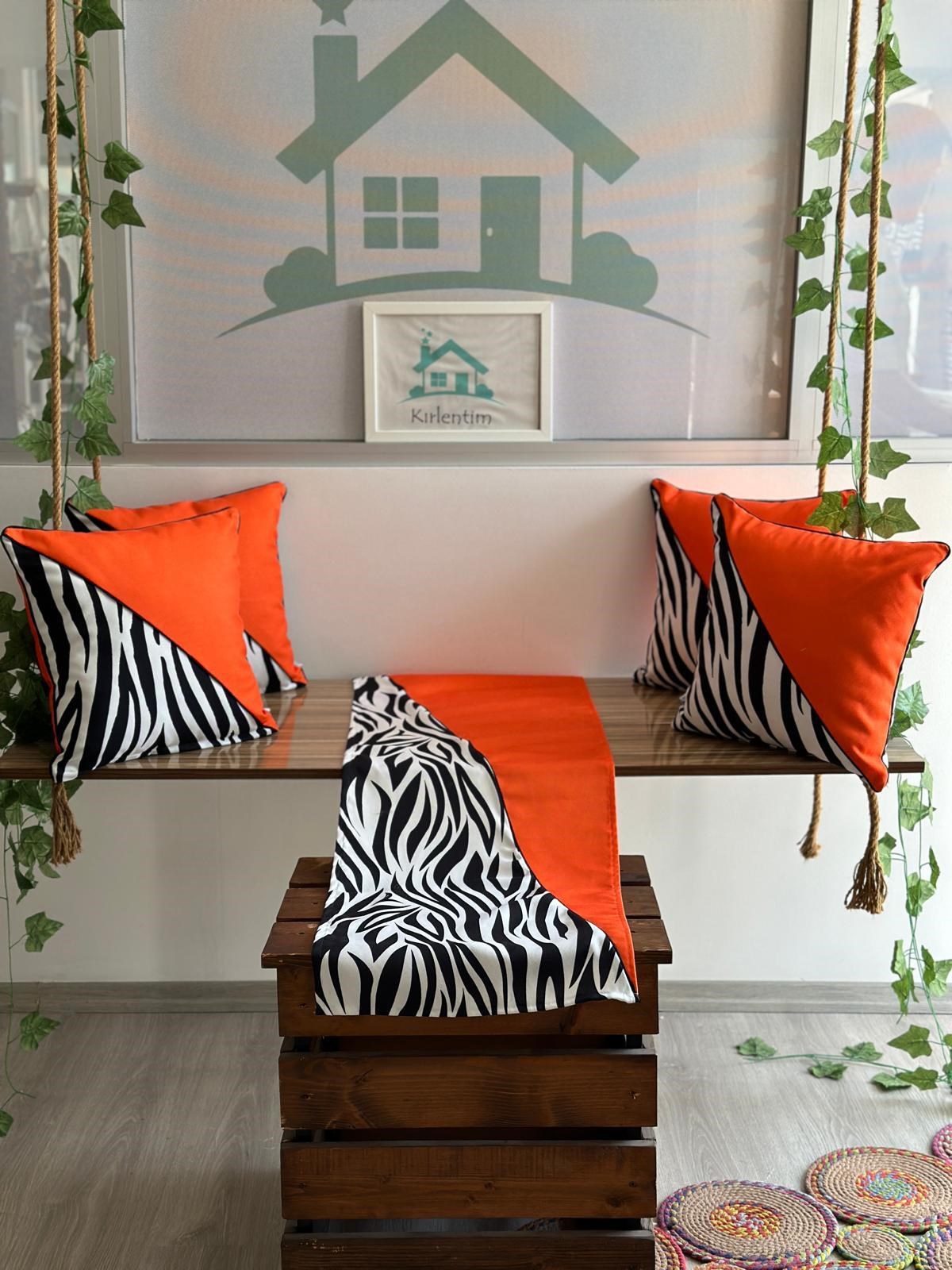 E406 DÜZ TURUNCU ZEBRA VEREV KIRLENT-RUNNER 5'Lİ SET