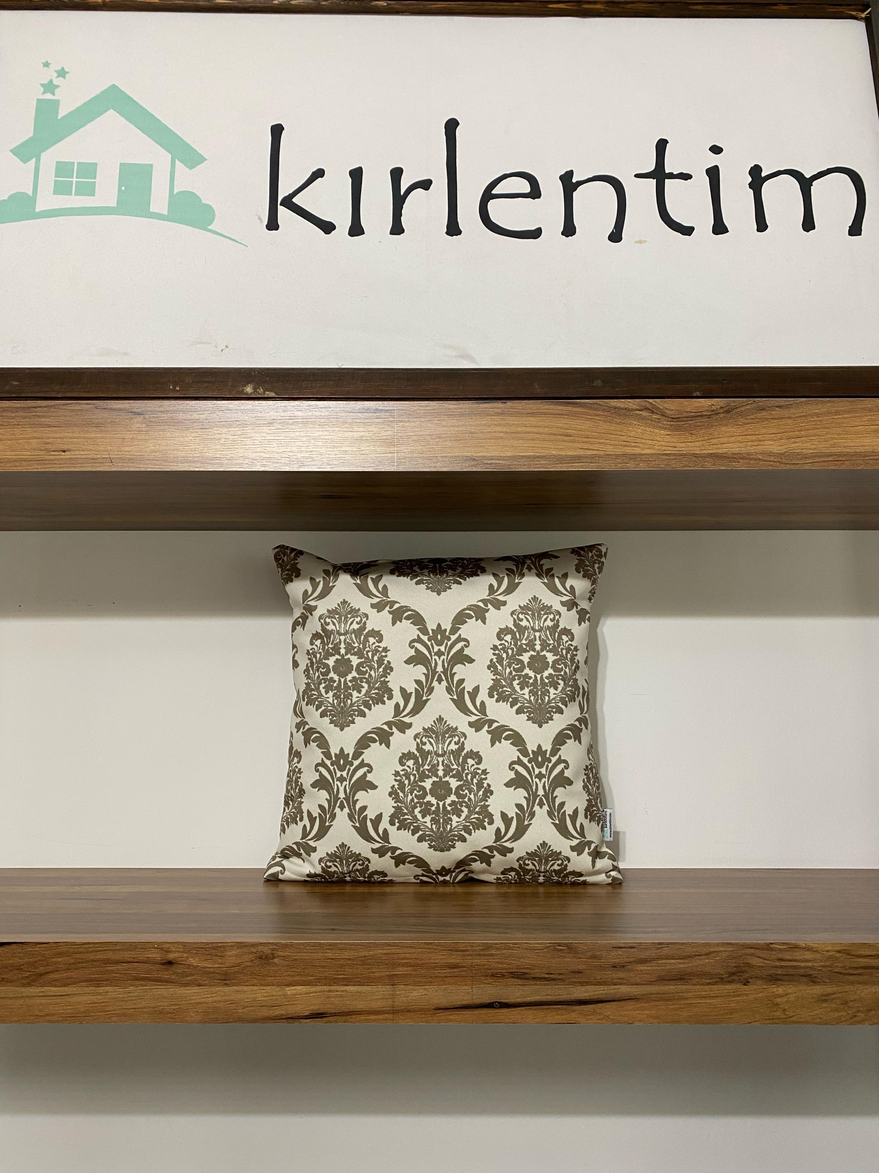 E498-KREM ZEMİN KAHVE İKAT DESEN