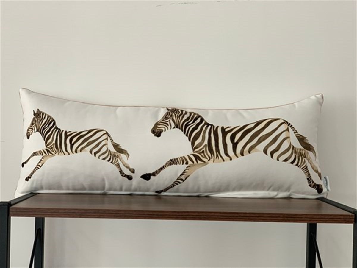 E712 BEYAZ ZEMİN BEJLİ KOŞAN ZEBRA