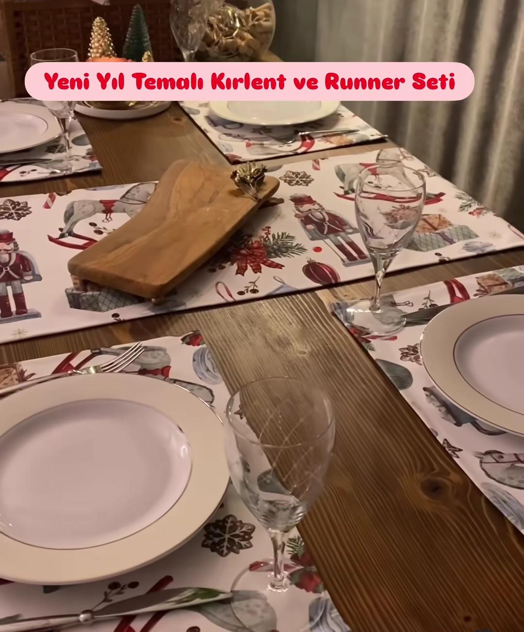 H1072 KIŞ-YENİYIL-1 ADET RUNNER - 4 ADET AMERİKAN SERVİS-SET