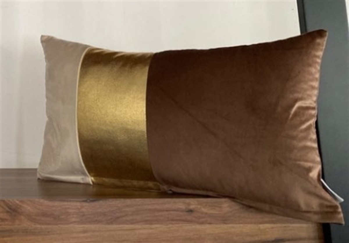 KREM KAHVE KADİFE TEK YANDA DÜZ GOLD VARAK BANT-5030
