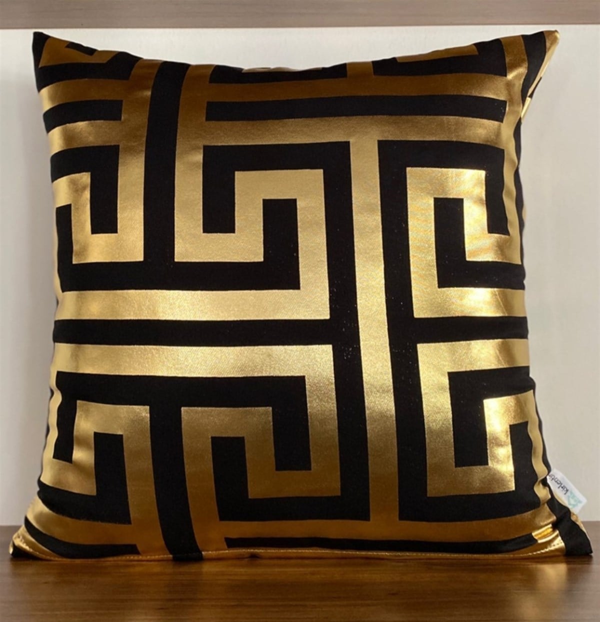 SİYAH ZEMİN LABİRENT DESEN GOLD VARAK BASKILI-4343
