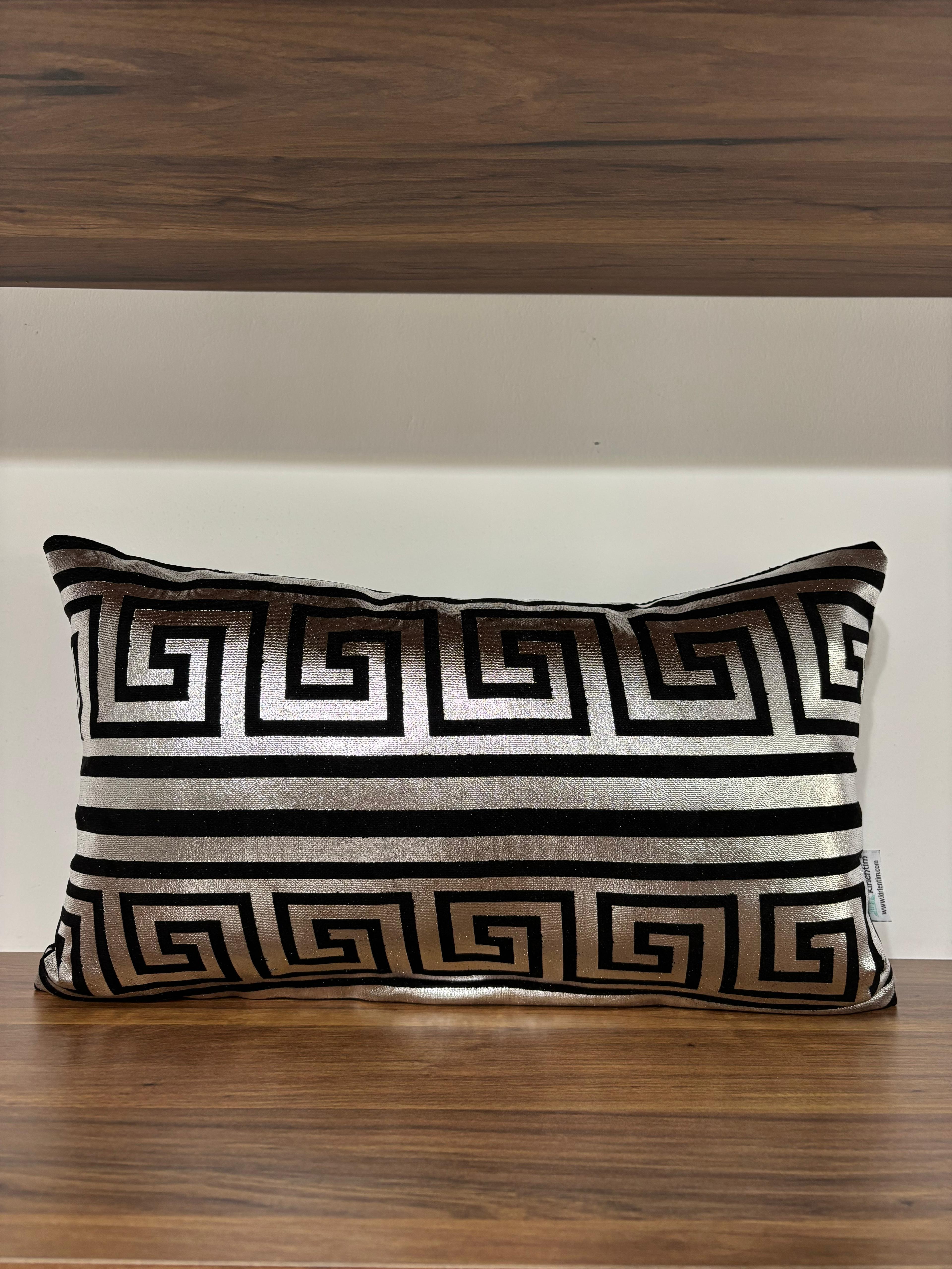 SİYAH ZEMİN LABİRENT DESEN GÜMÜŞ VARAK KIRLENT-3050