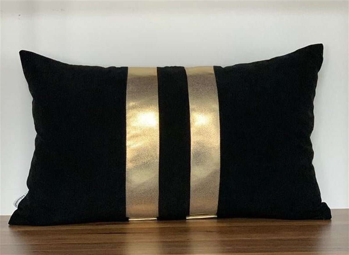 SİYAH ZEMİN ORTADA DÜZ GOLD VARAK İKİ BANT-5030