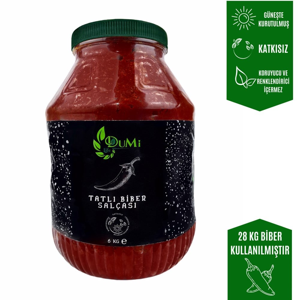 Geleneksel Biber Salçası 6 KG  PET Bidon   ( Güneşte  Kurutma )