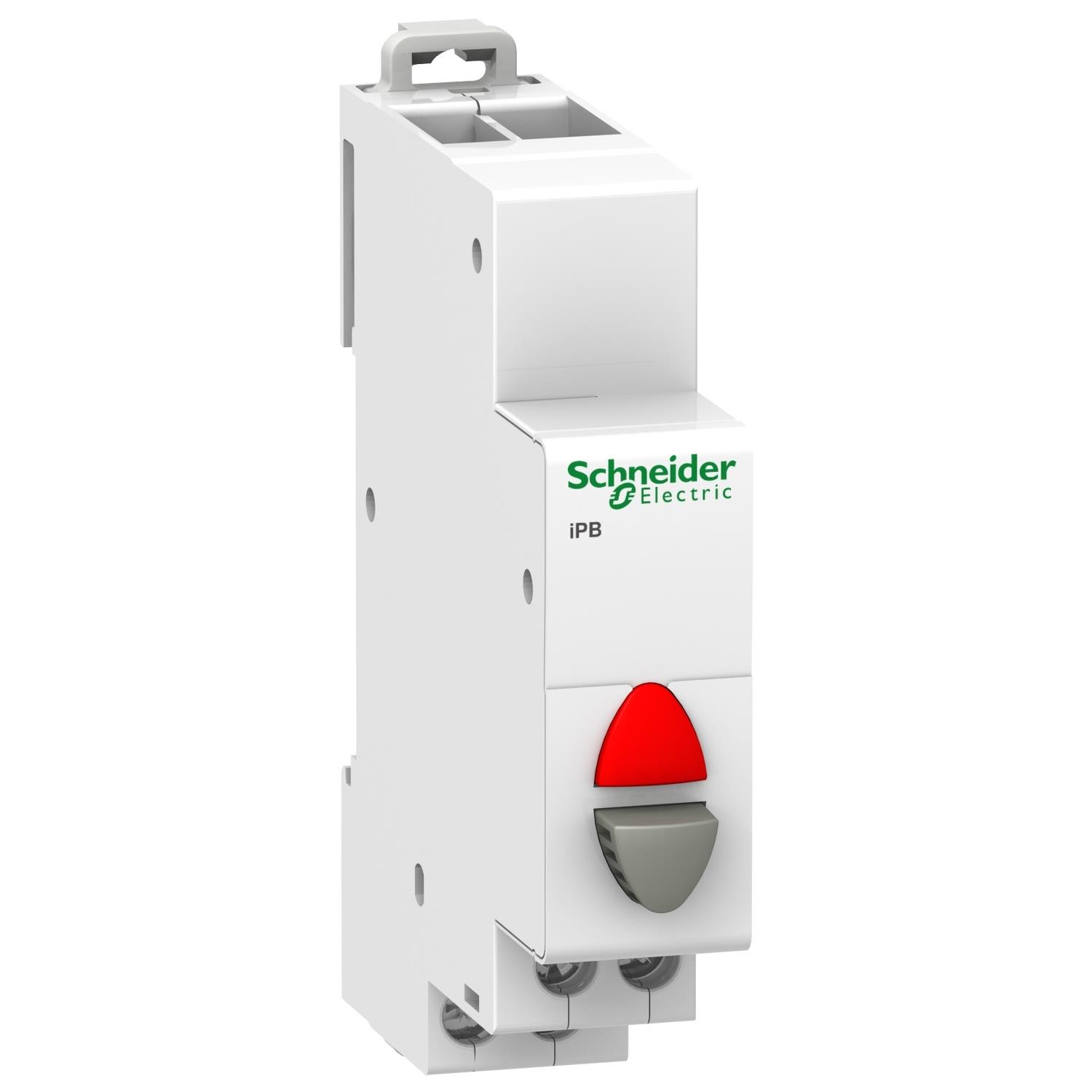 Acti9 iPB 1NK gri tek basmalı düğme - gösterge ışığı kırmızı 12-48Vac/dc