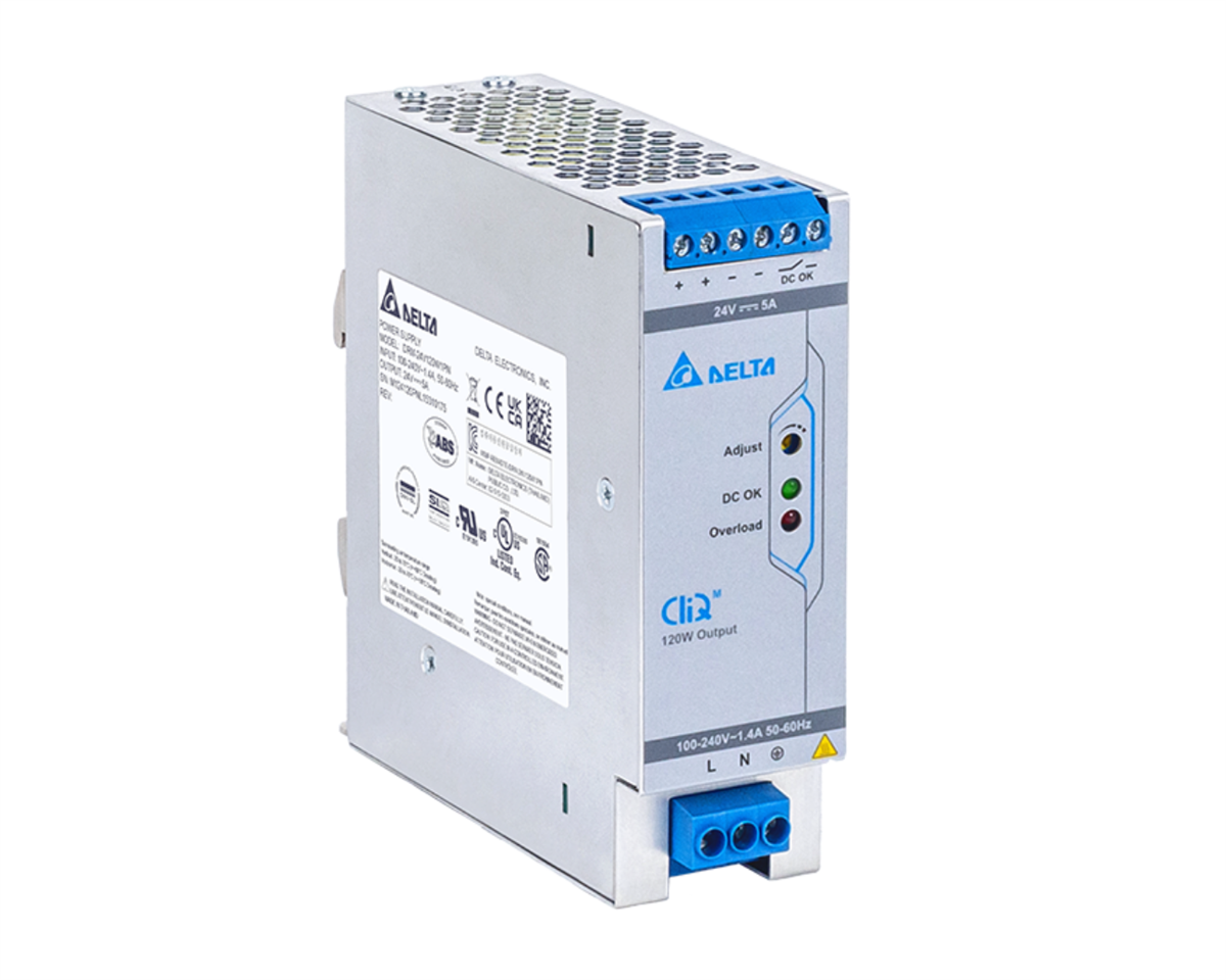 DELTA CliQ M Ray Tipi Güç Kaynağı, Giriş: 85-264VAC 1Faz, Çıkış: 24V 120W
