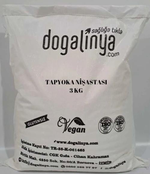 Doğalinya Glutensiz Doğal Tapyoka Nişastası 3 kg Glutensiz Ürünler