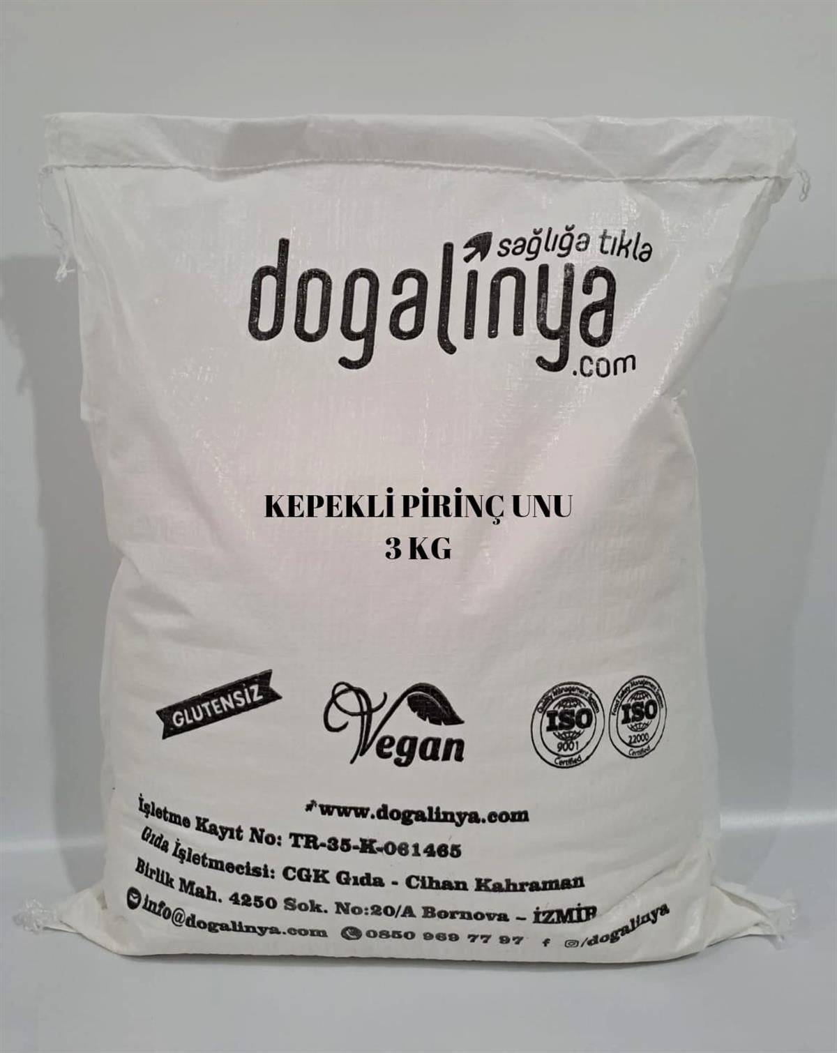 Doğalinya Glutensiz Kepekli Pirinç (Esmer Pirinç) Unu 3 KgGlutensiz Ürünler