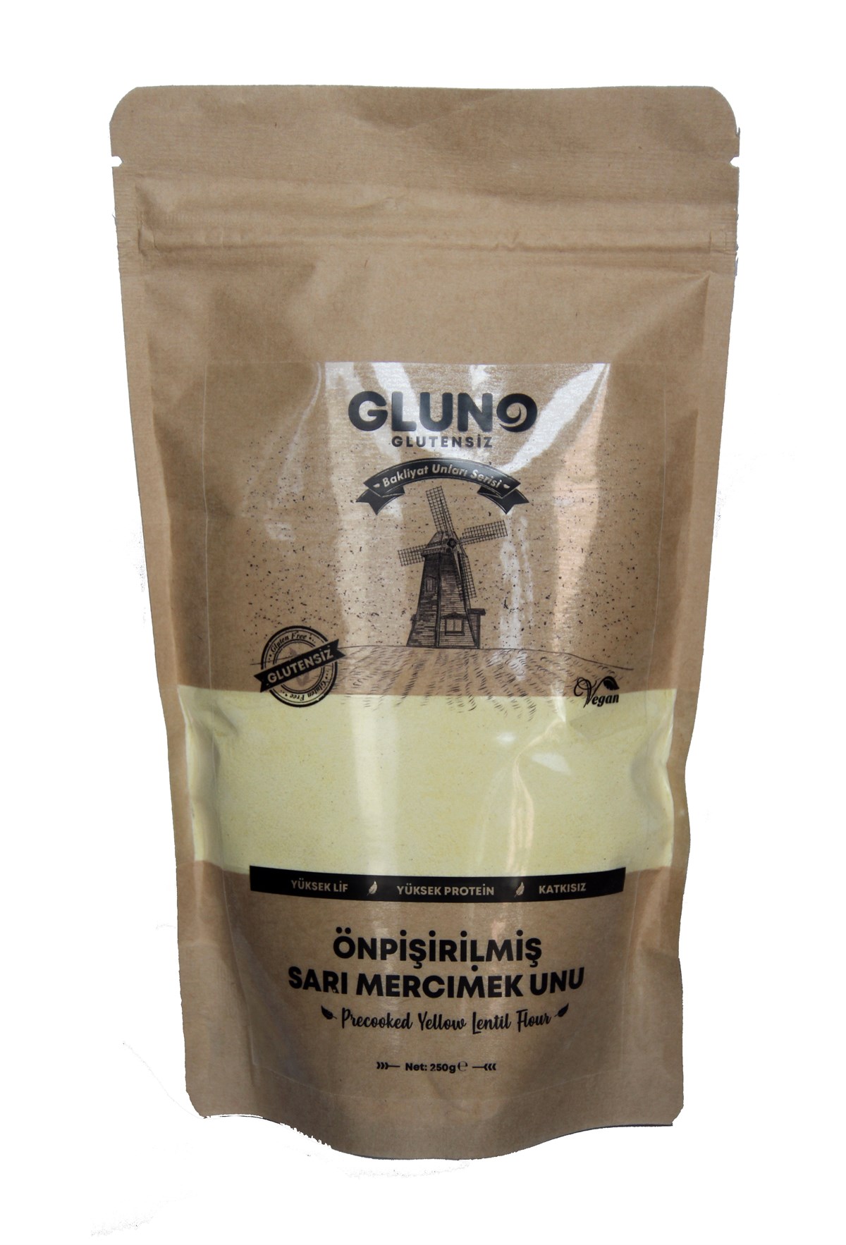 Gluno Glutensiz Önpişirilmiş Sarı Mercimek Unu 250 gr