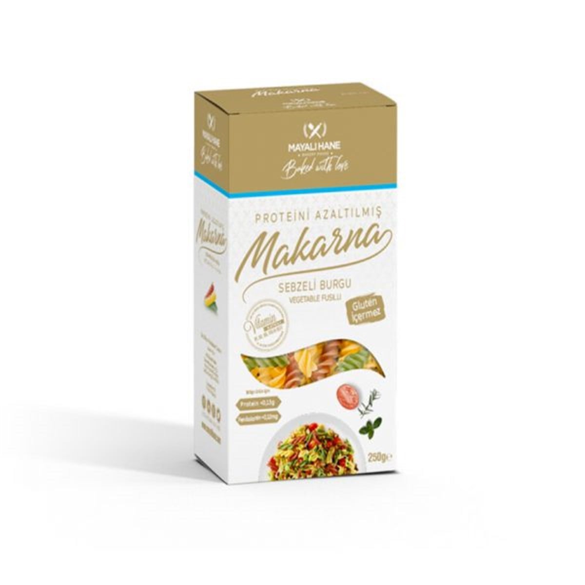 Mayalıhane Düşük Proteinli Glutensiz  Sebzeli Burgu Makarna 250 gr