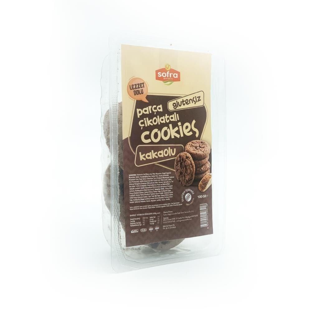 Sofra Glutensiz Glutensiz Kakaolu Parça Çikolatalı Cookies 100 Gr.Glutensiz Ürünler