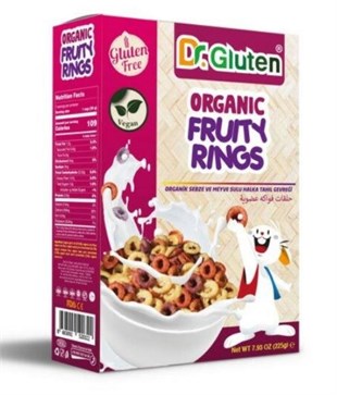 Dr. Gluten Organik Glutensiz Sebze Ve Meyve Sulu Halka Tahıl Gevreği 225 g (Atıştırmalık-Vegan)Glutensiz Ürünler