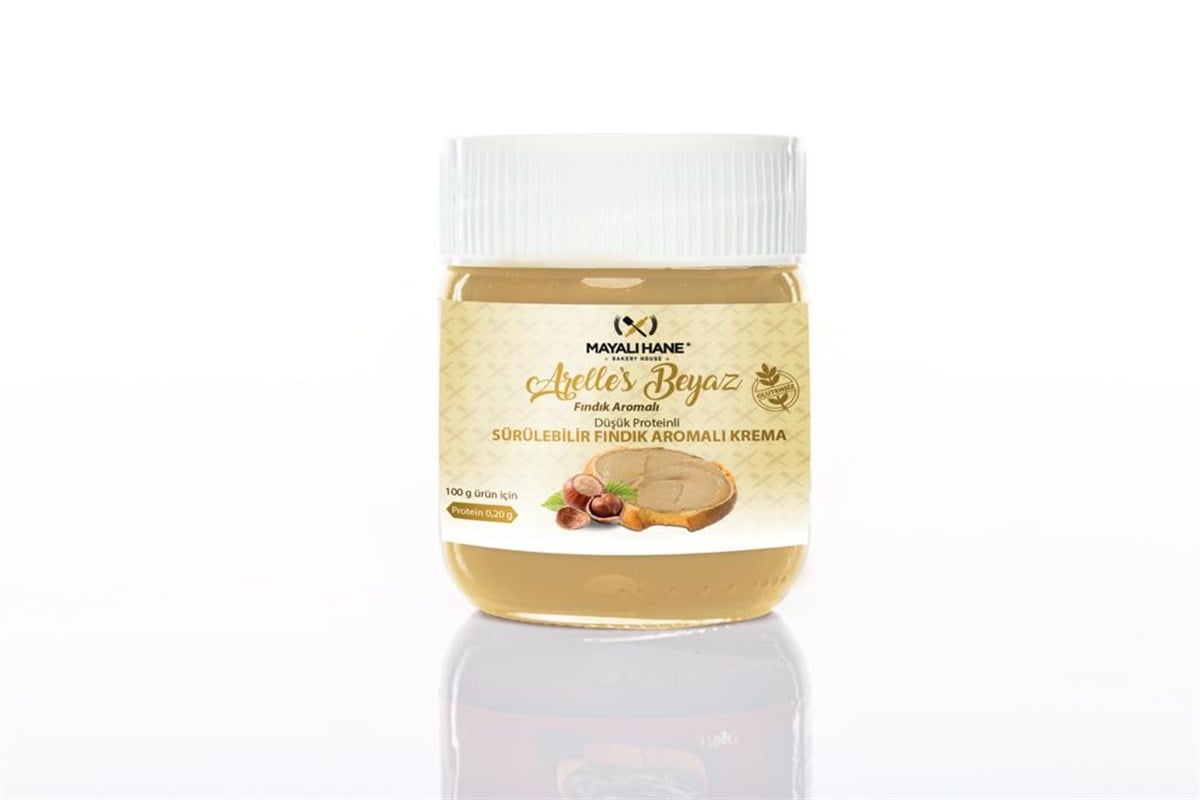 Arelle's by Mayalıhane Düşük Proteinli Beyaz Sürülebilir Fındık Aromalı Krema 170 GrDüşük Proteinli Kahvaltılık