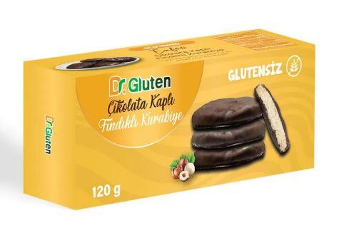 Dr Gluten Glutensiz Çikolata Kaplı Fındıklı Kurabiye 120gGlutensiz Ürünler