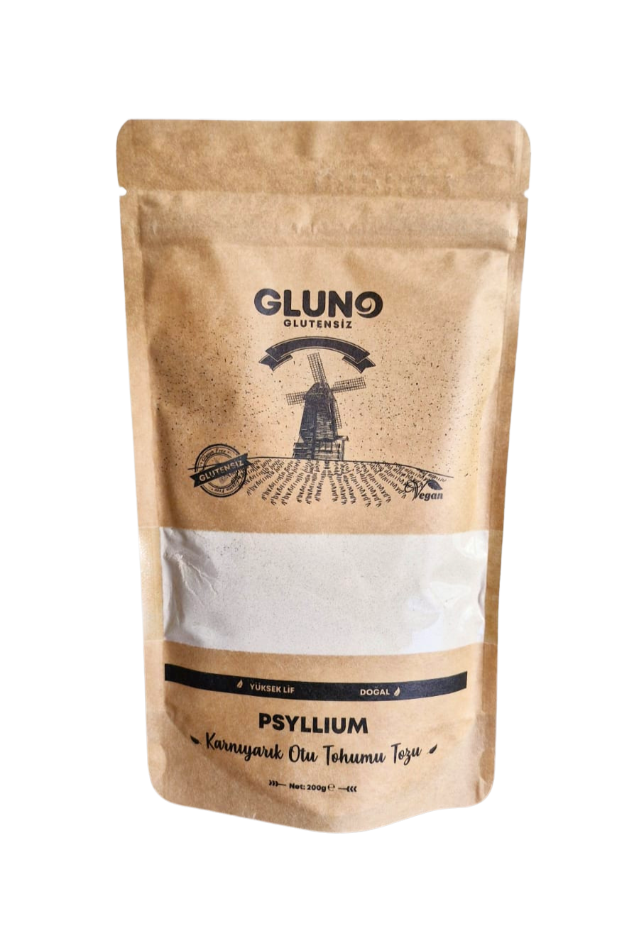Gluno Glutensiz Karnıyarık Otu Tohumu Tozu - Psyllium  200gGlutensiz Ürünler